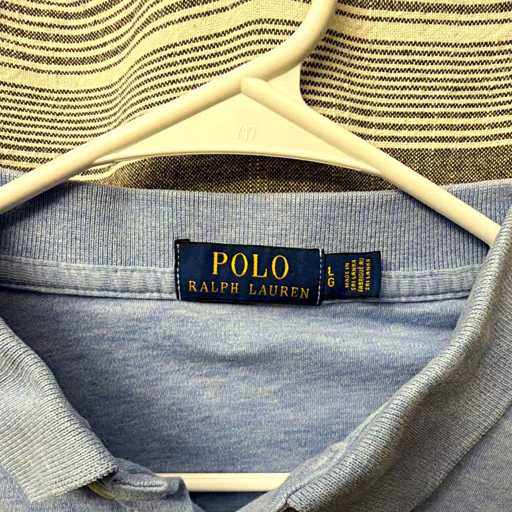 Polo Ralph Lauren Men's Knit Polo Shirt Blue Solid Embroidered Logo L Reg
